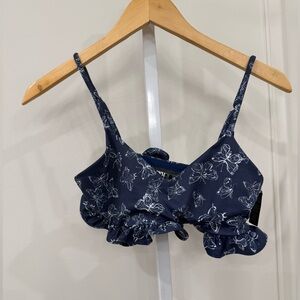 Beach Riot Floral Ruffle Bikini Top